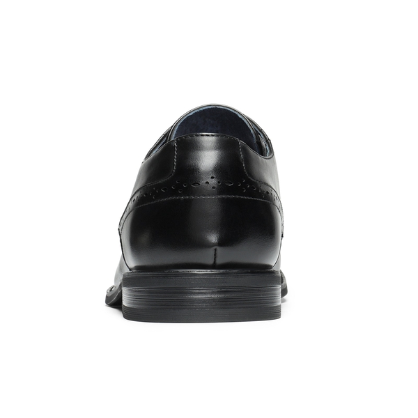 Men's Polished PU Leather Oxford Shoes - BLACK - 4